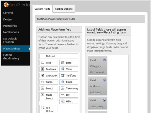 geodirectory place settings