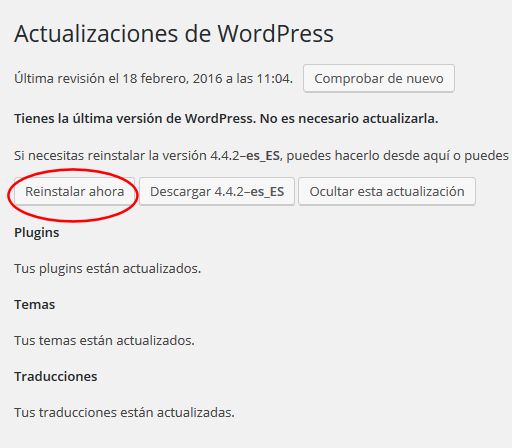 Reinstalar WordPress